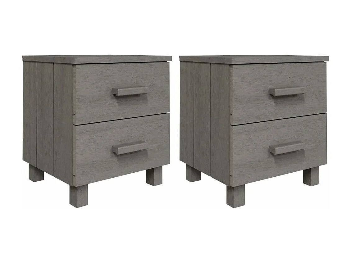 Tables de chevet HAMAR 2pcs Gris clair 40x35x44,5 Bois massif