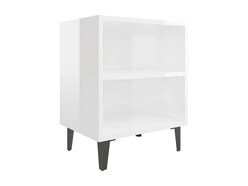 Table de chevet avec pieds en métal Blanc brillant 40x30x50 2