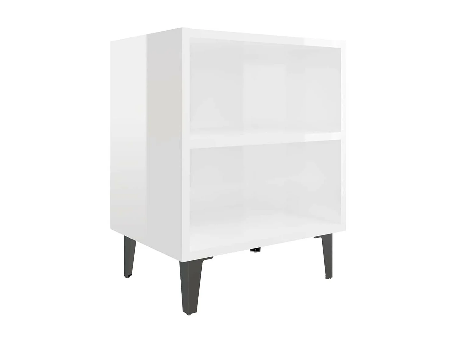 Table de chevet avec pieds en métal Blanc brillant 40x30x50 2