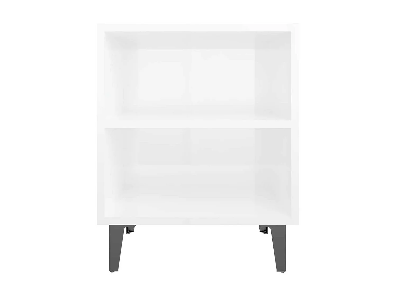 Table de chevet avec pieds en métal Blanc brillant 40x30x50 2