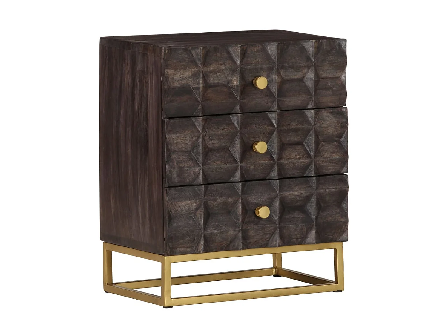 Table de chevet Noir 40x30x50 Bois de manguier massif