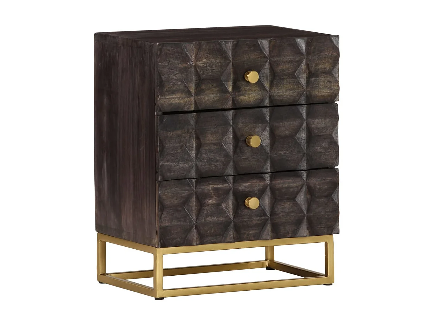 Table de chevet Noir 40x30x50 Bois de manguier massif