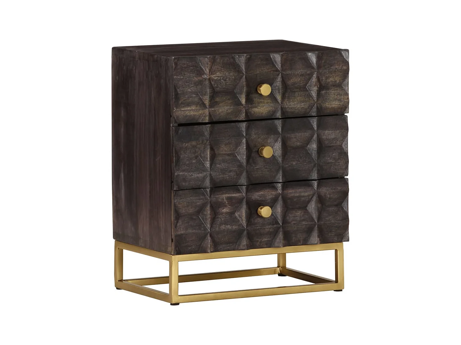 Table de chevet Noir 40x30x50 Bois de manguier massif