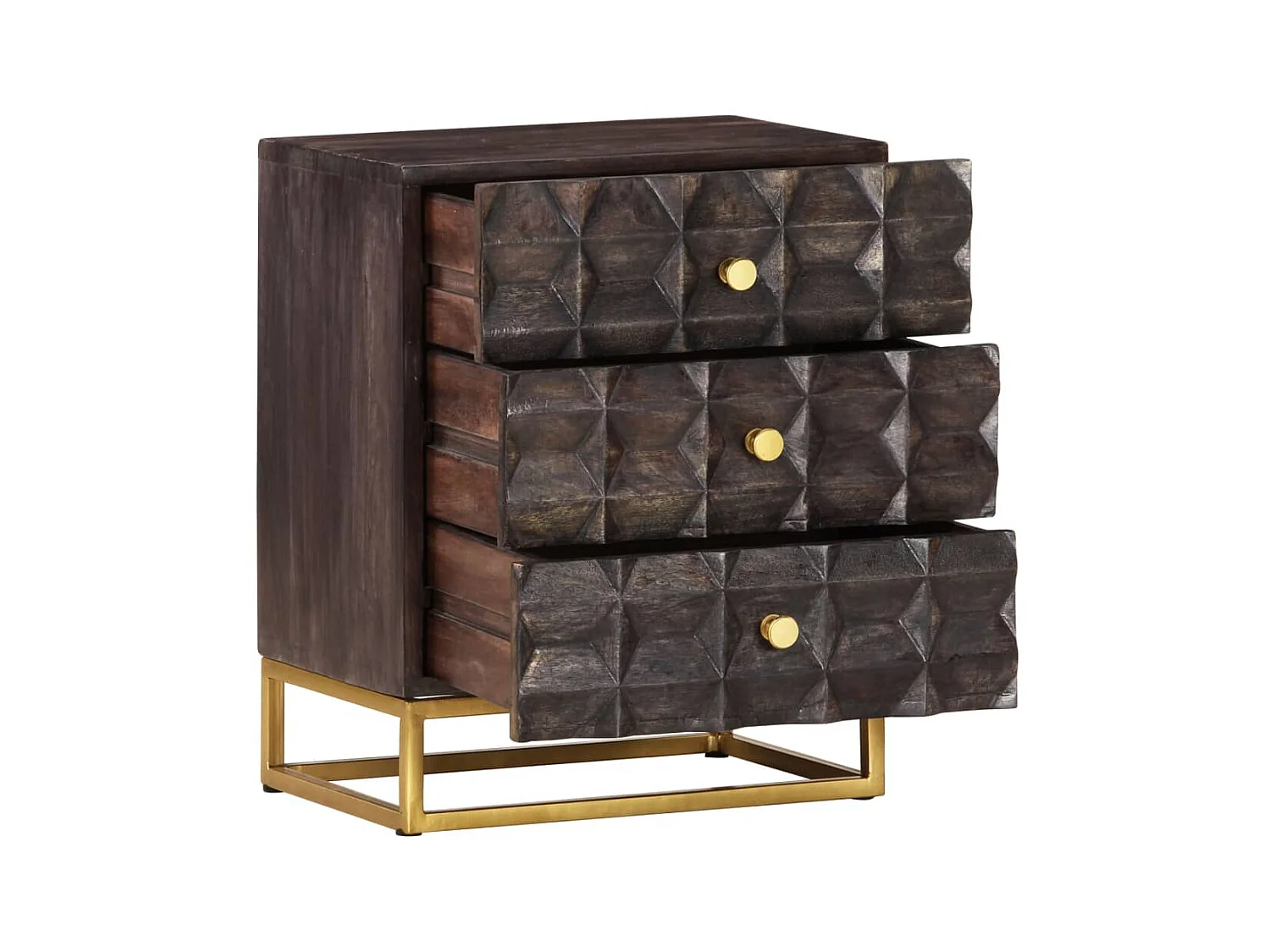 Table de chevet Noir 40x30x50 Bois de manguier massif