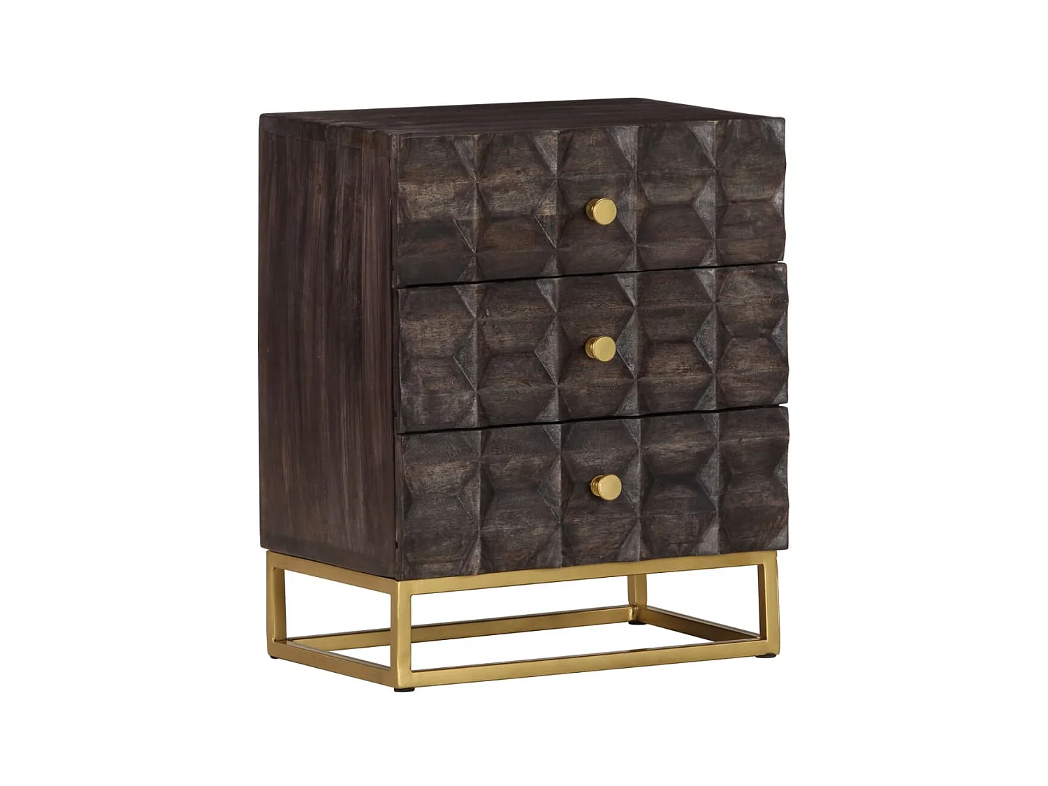 Table de chevet Noir 40x30x50 Bois de manguier massif