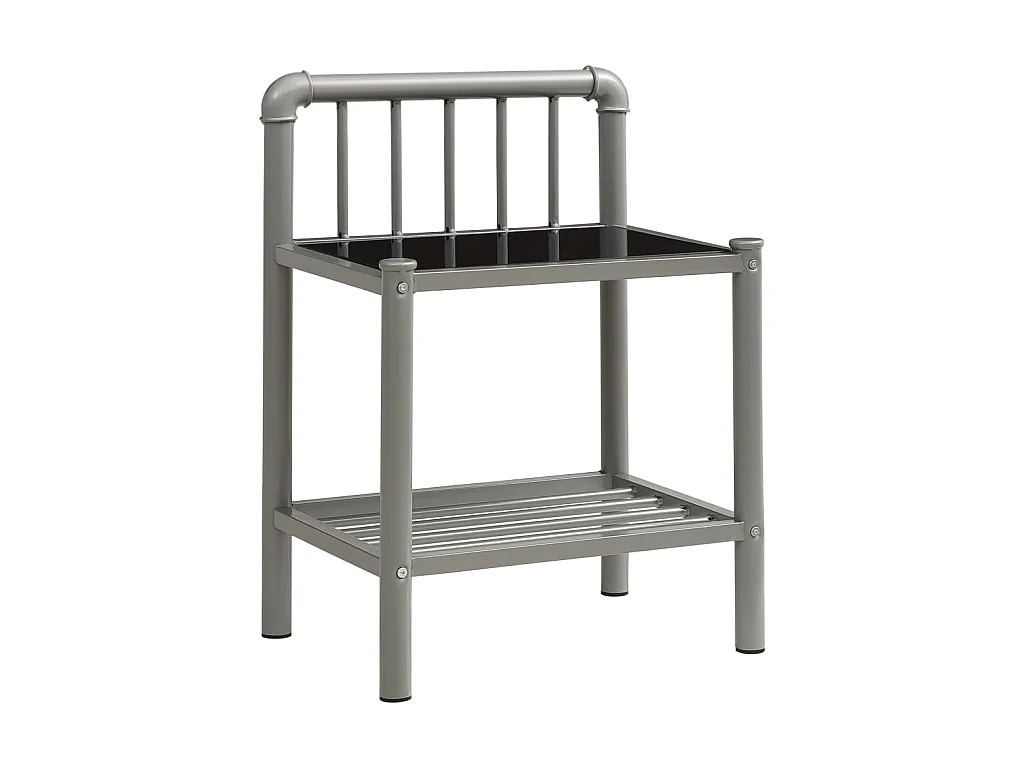 Table de chevet Gris et noir 45x34,5x62,5 Métal et verre