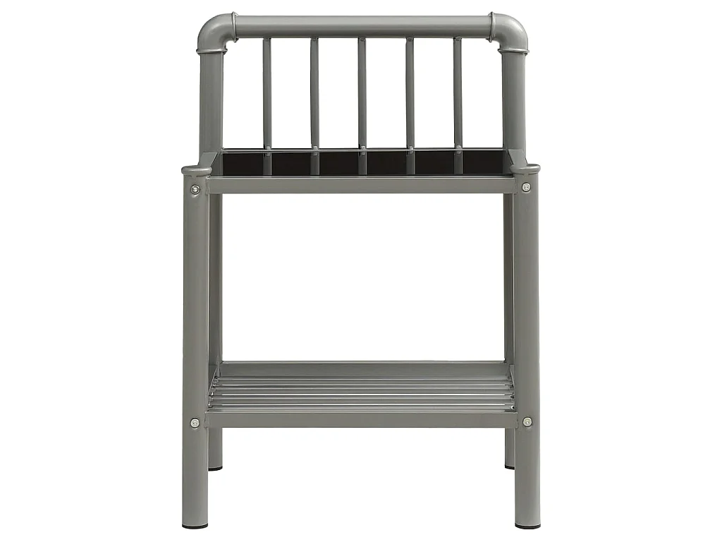 Table de chevet Gris et noir 45x34,5x62,5 Métal et verre