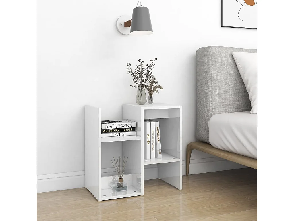 Tables de chevet 2 pcs Blanc brillant 50x30x51,5