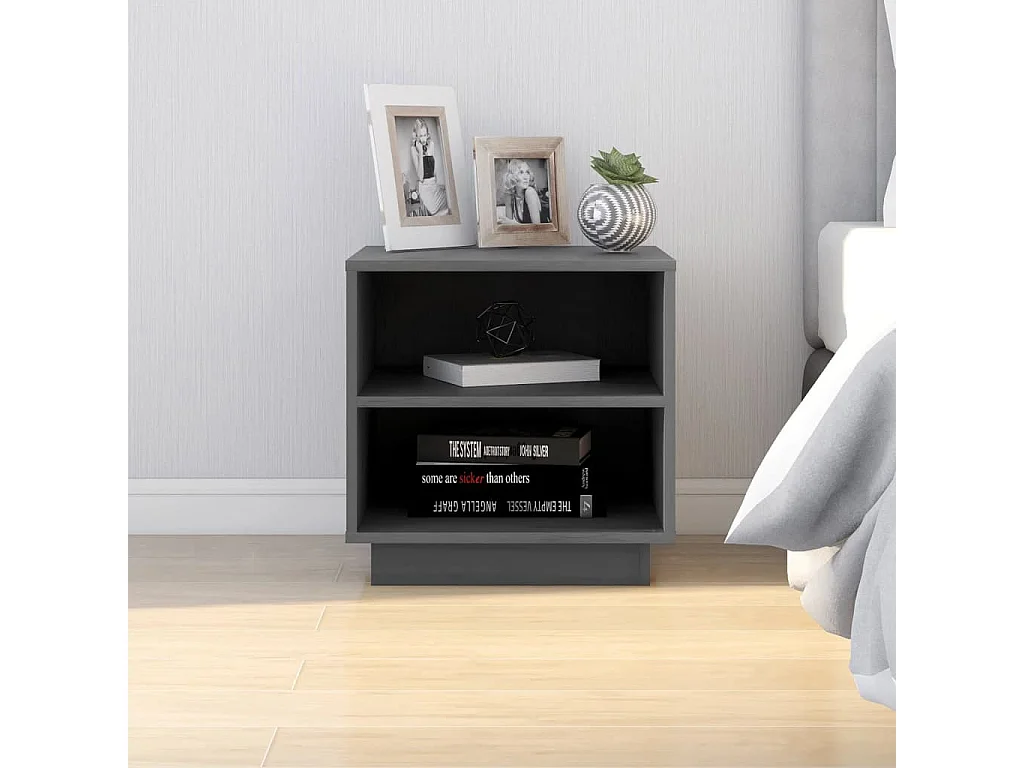 Tables de chevet 2 pcs Gris 40x34x40 Bois de pin solide