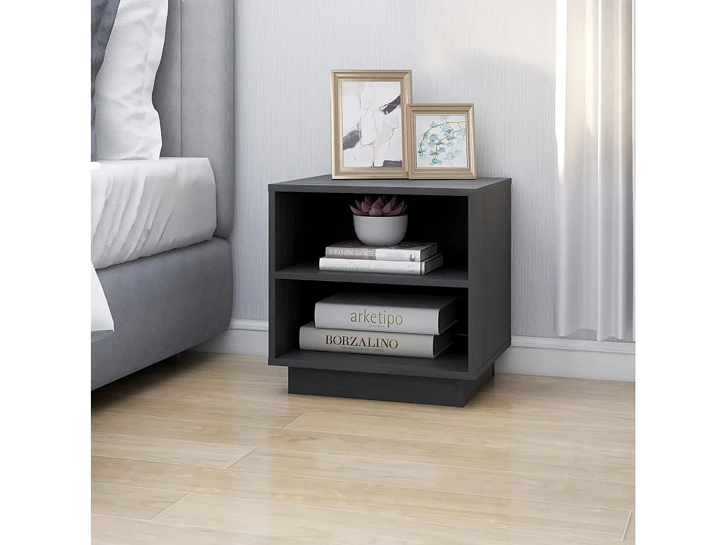 Tables de chevet 2 pcs Gris 40x34x40 Bois de pin solide