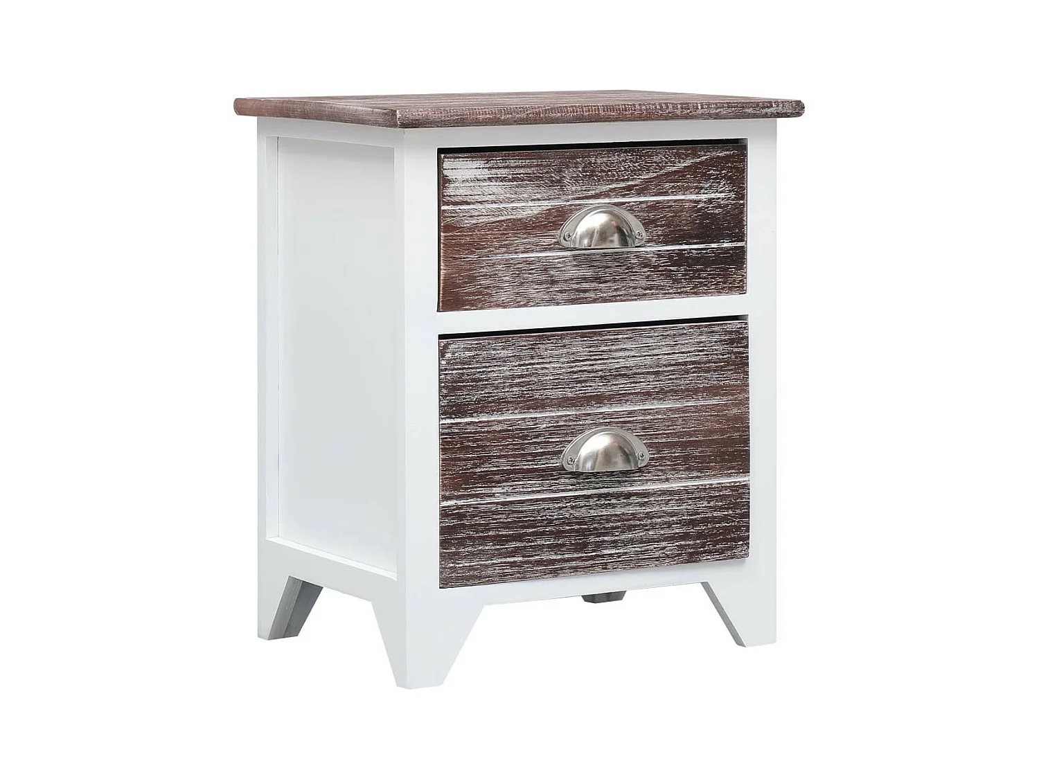 Table de chevet Marron et blanc 38x28x45 Bois de Paulownia
