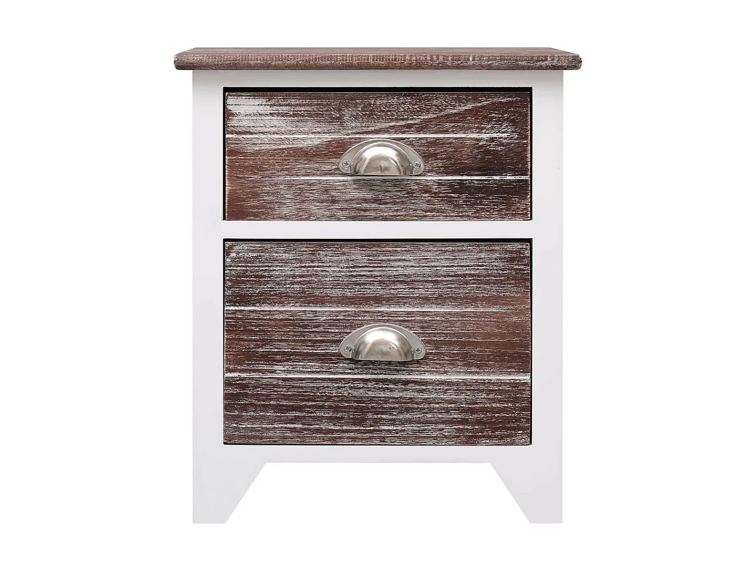 Table de chevet Marron et blanc 38x28x45 Bois de Paulownia