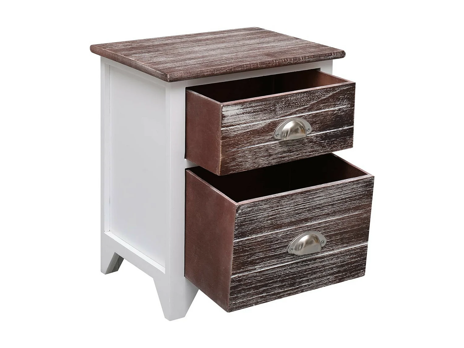 Table de chevet Marron et blanc 38x28x45 Bois de Paulownia