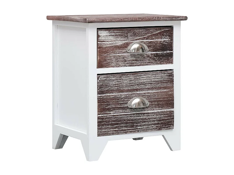 Table de chevet Marron et blanc 38x28x45 Bois de Paulownia