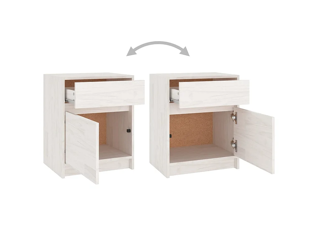 Tables de chevet 2 pcs Blanc 40x31x50 Bois de pin massif
