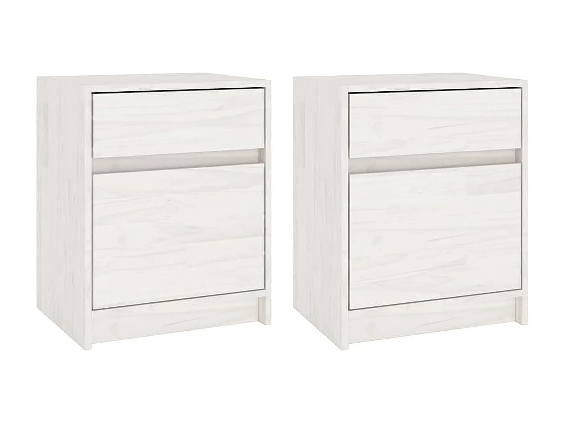 Tables de chevet 2 pcs Blanc 40x31x50 Bois de pin massif