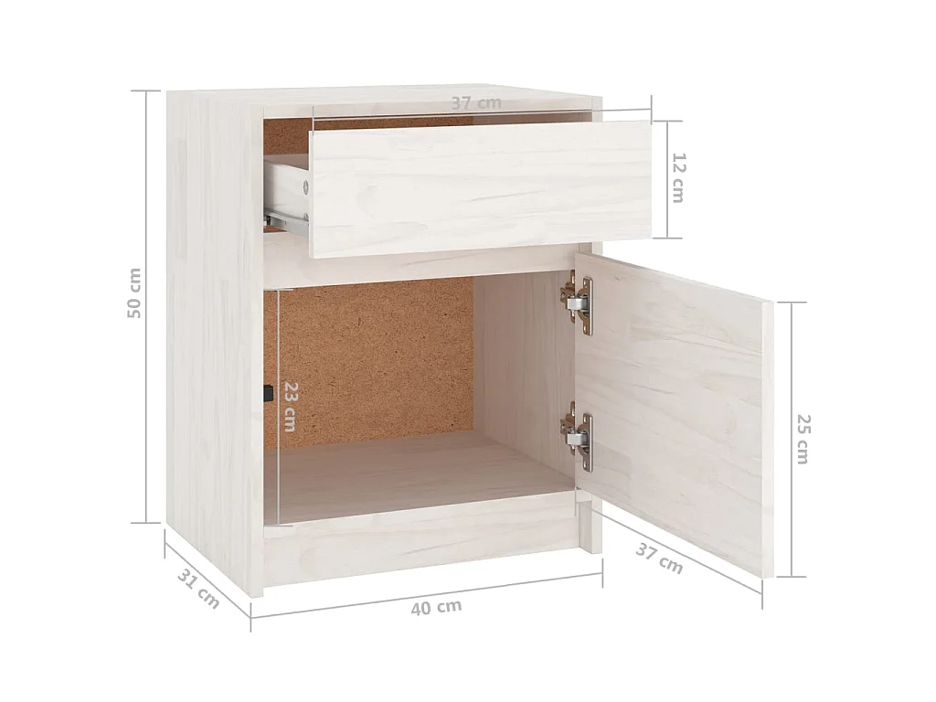 Tables de chevet 2 pcs Blanc 40x31x50 Bois de pin massif