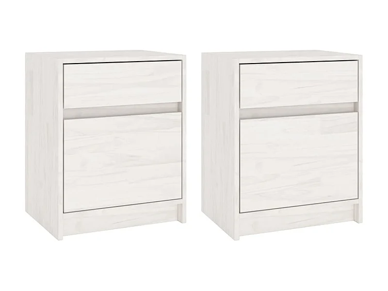 Tables de chevet 2 pcs Blanc 40x31x50 Bois de pin massif