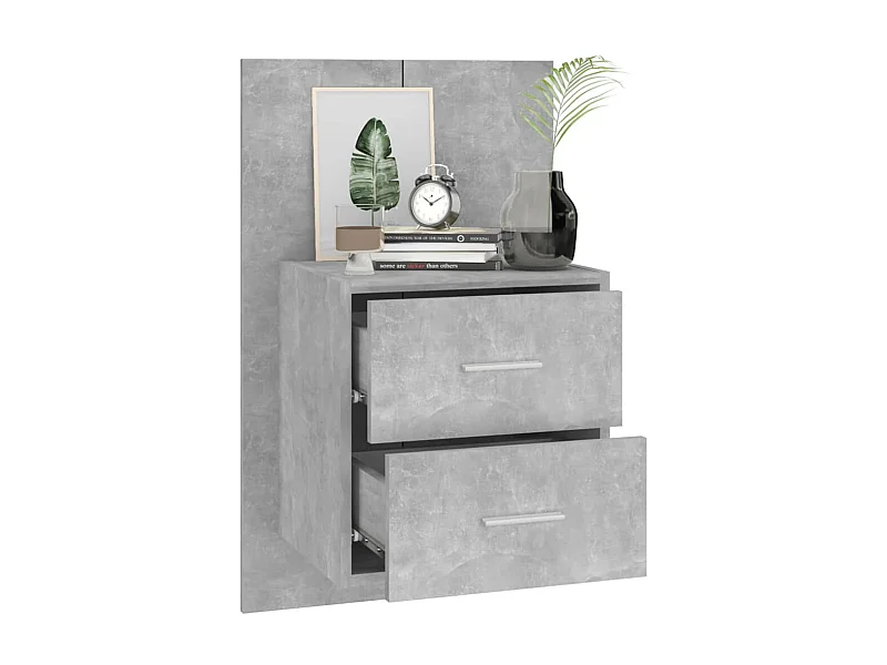 Table de chevet murale Gris béton Bois d'ingénierie 3
