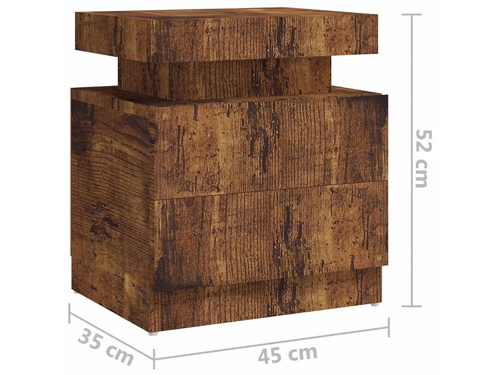 Table de chevet chêne fumé 45x35x52
