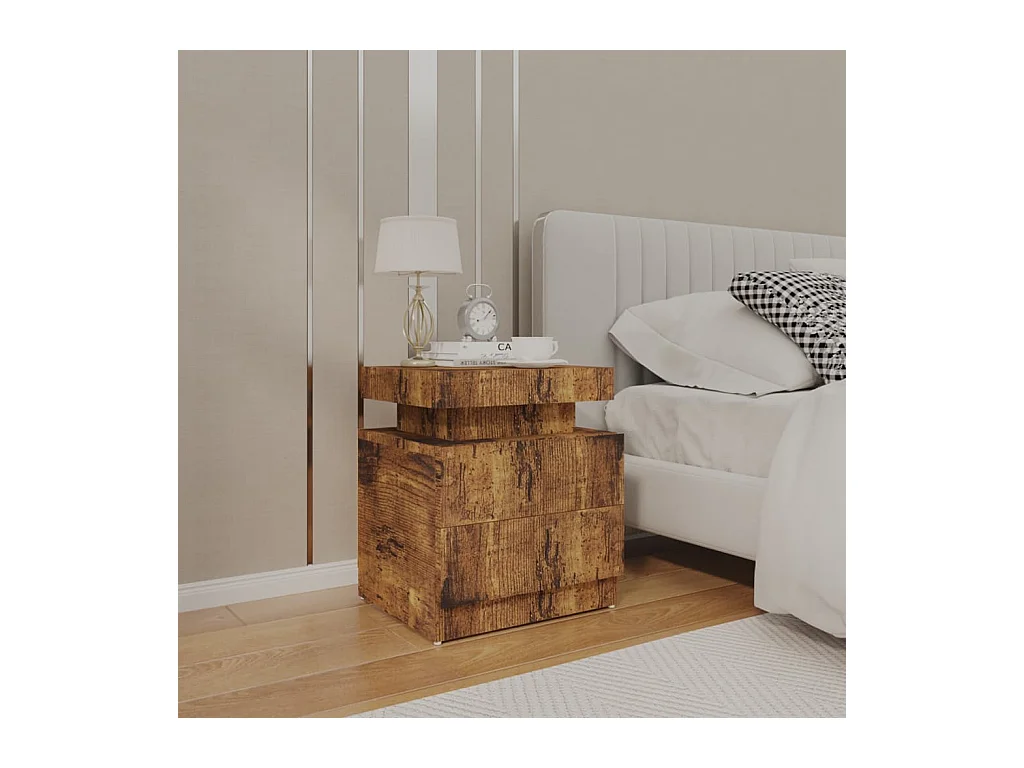 Table de chevet chêne fumé 45x35x52