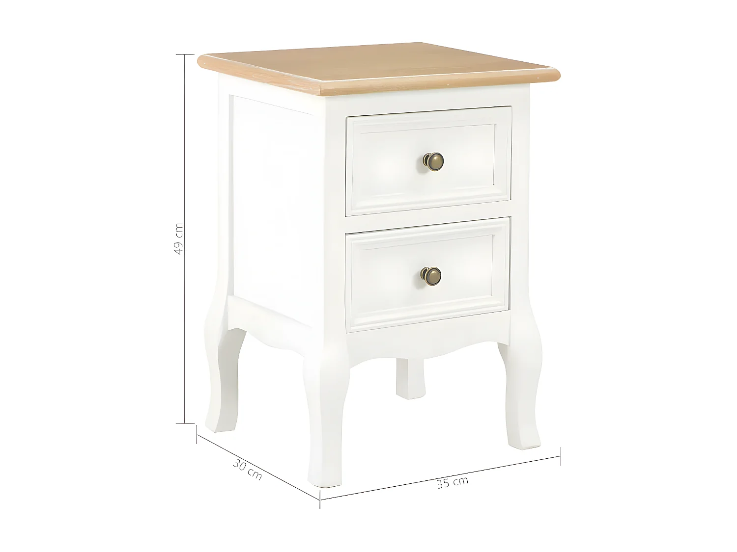 Table de chevet 2 tiroirs bois clair et blanc Naomie - Lot de 2