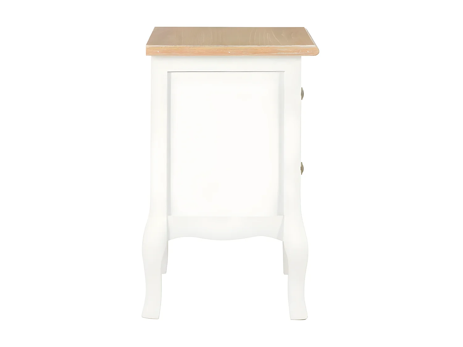 Table de chevet 2 tiroirs bois clair et blanc Naomie - Lot de 2