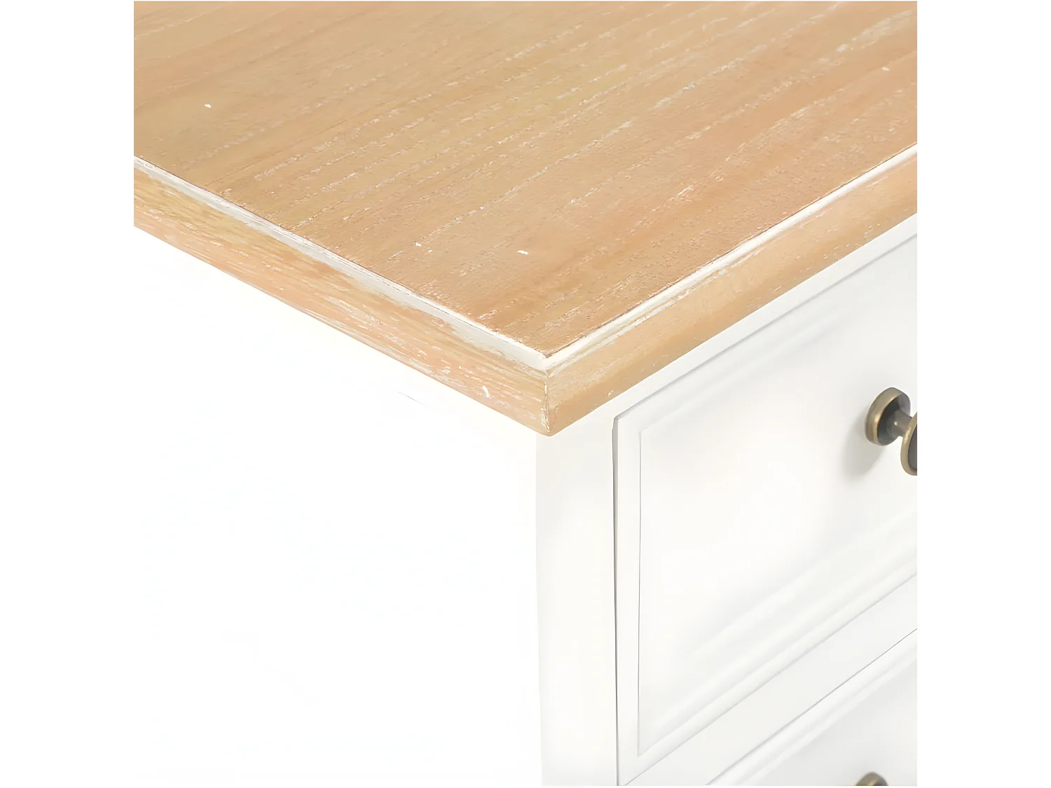 Table de chevet 2 tiroirs bois clair et blanc Naomie - Lot de 2