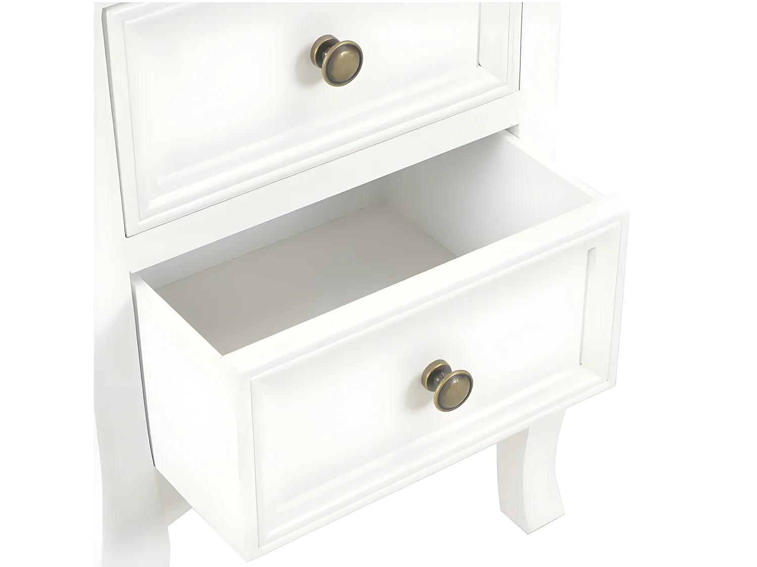 Table de chevet 2 tiroirs bois clair et blanc Naomie - Lot de 2