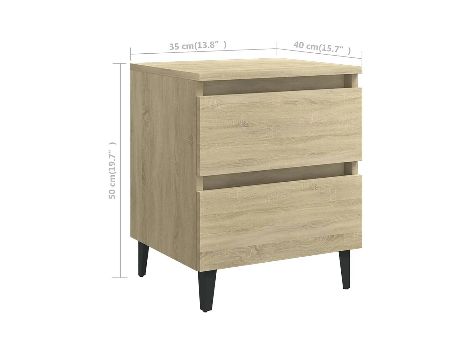 Nachtkastjes 2 st 40x35x50 cm spaanplaat sonoma eikenkleurig