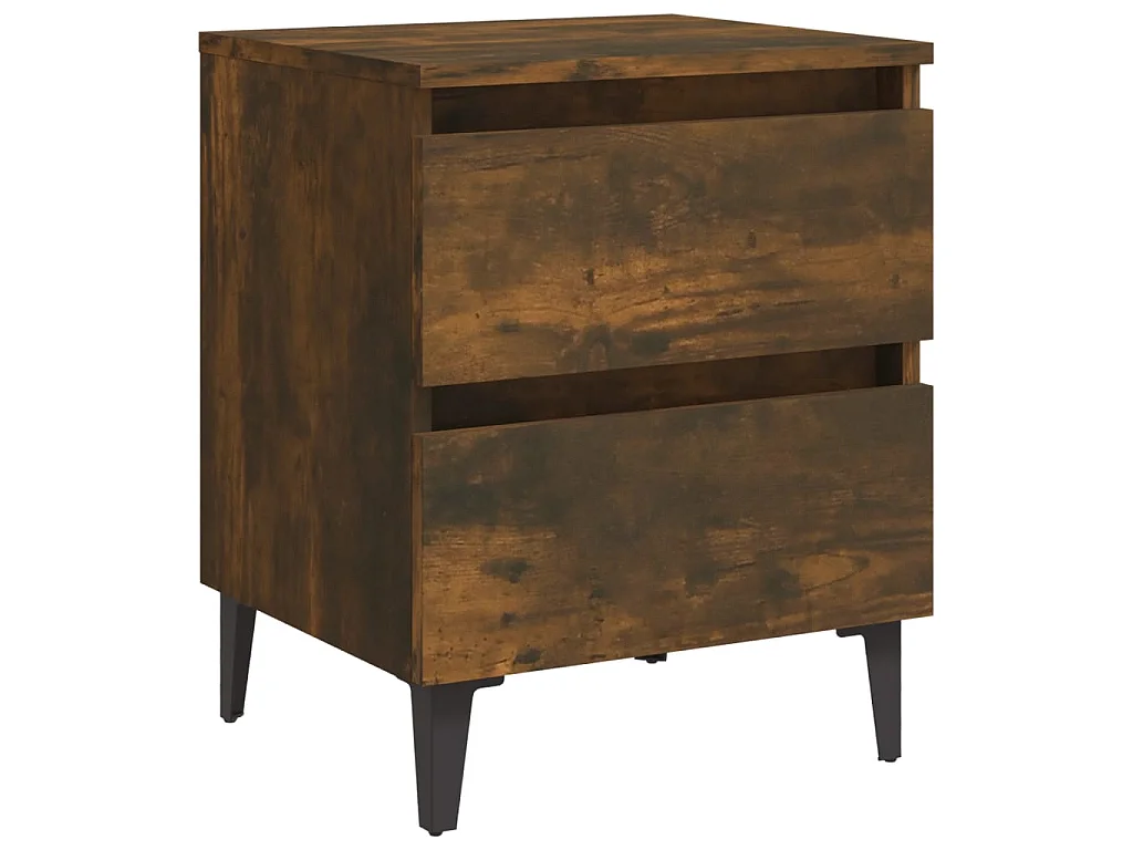 Table de chevet avec pieds en métal Chêne fumé 40x35x50