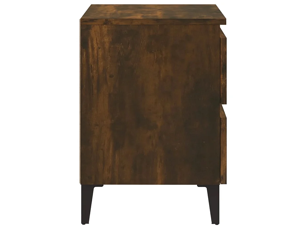 Table de chevet avec pieds en métal Chêne fumé 40x35x50