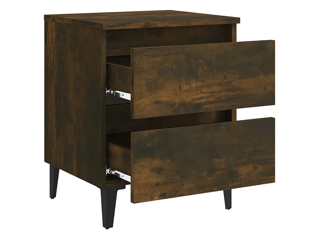 Table de chevet avec pieds en métal Chêne fumé 40x35x50