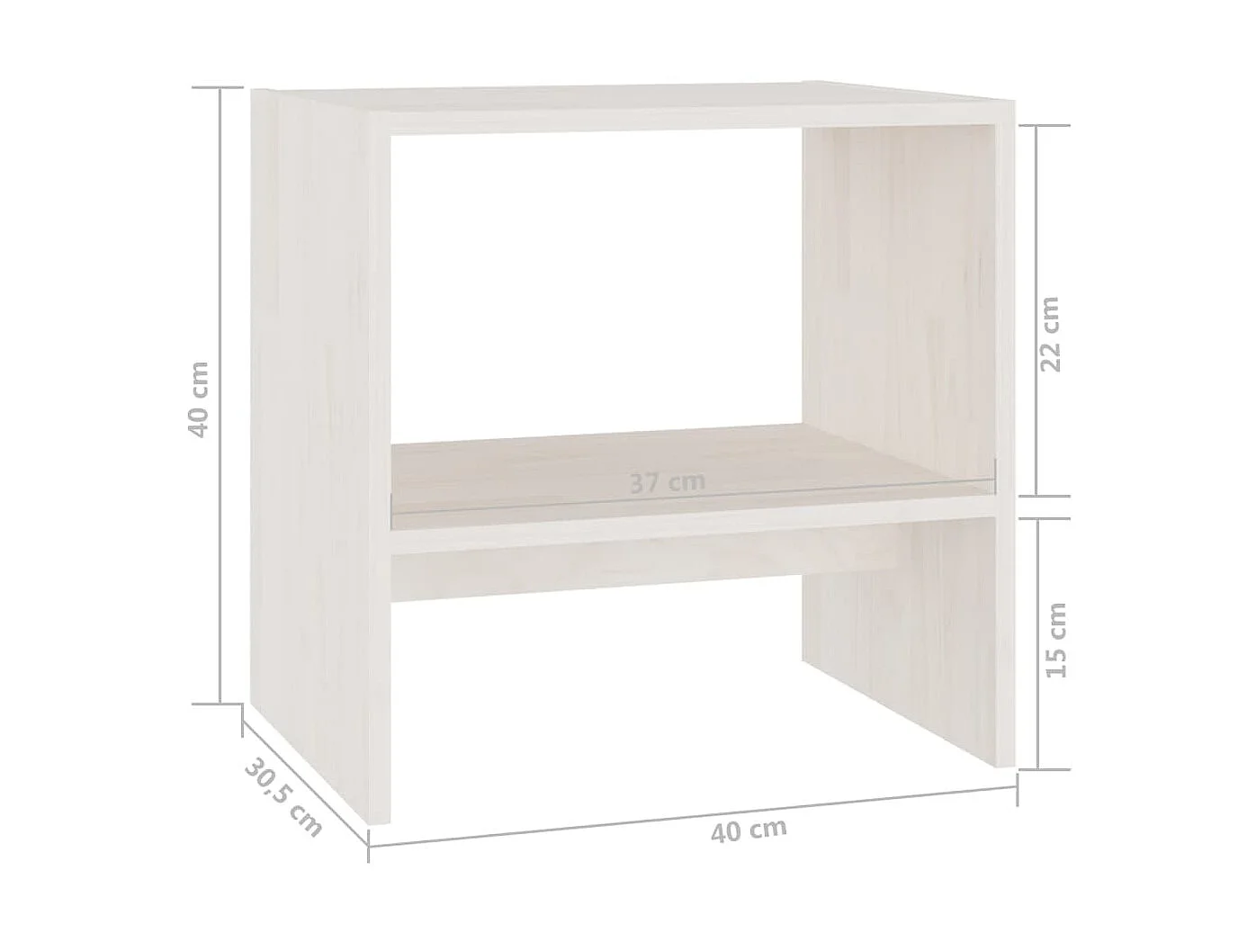 Table de chevet Blanc 40x30,5x40 Bois de pin massif 2