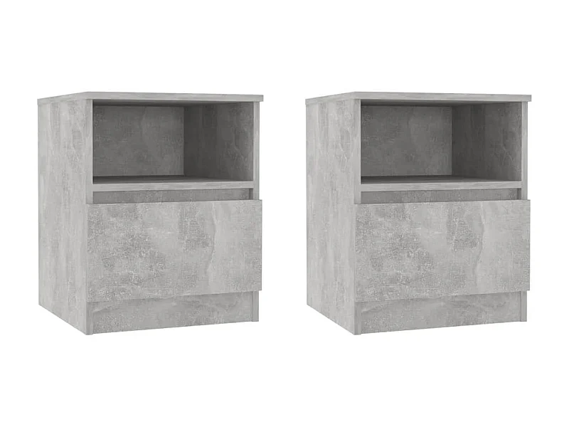 Tables de chevet 2 pcs Gris béton 40x40x50 2