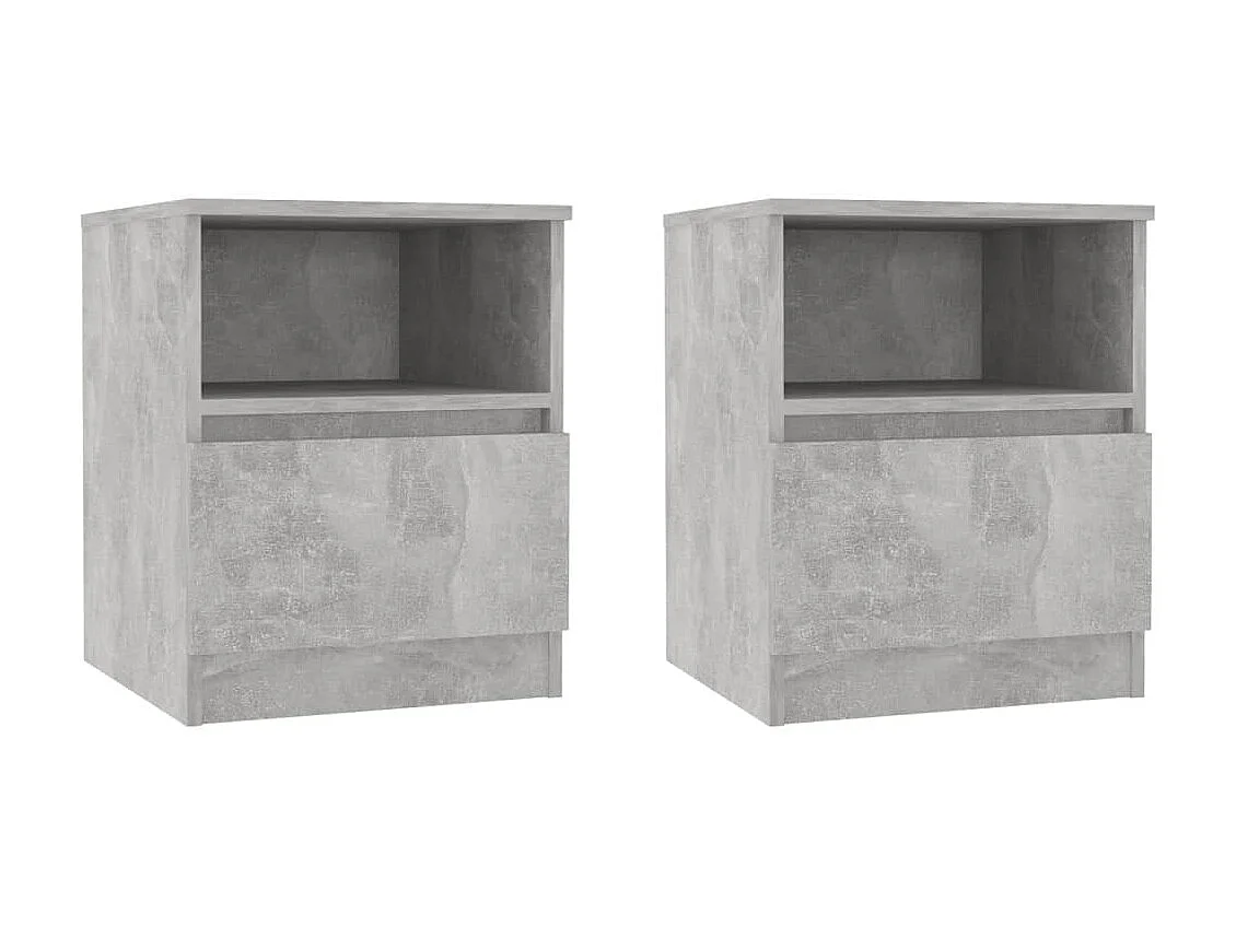 Tables de chevet 2 pcs Gris béton 40x40x50 2