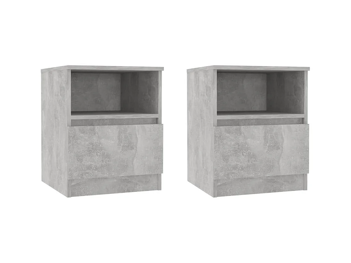 Tables de chevet 2 pcs Gris béton 40x40x50 2