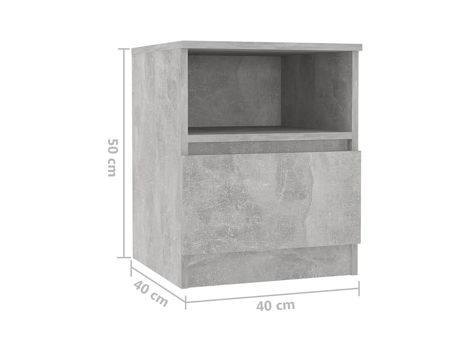 Tables de chevet 2 pcs Gris béton 40x40x50 2