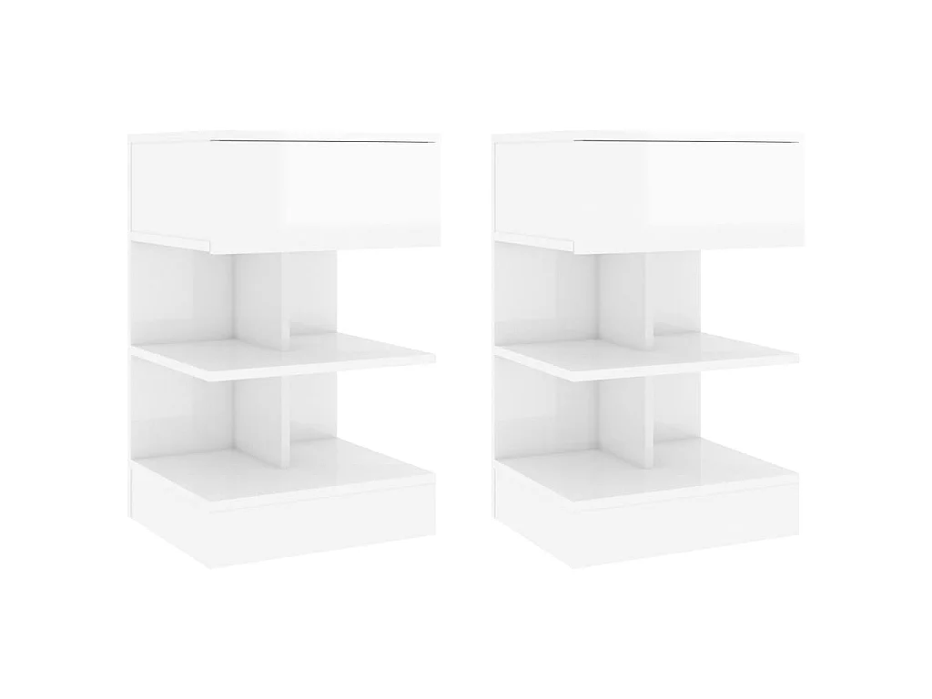 Tables de chevet 2 pcs Blanc brillant 40x35x65