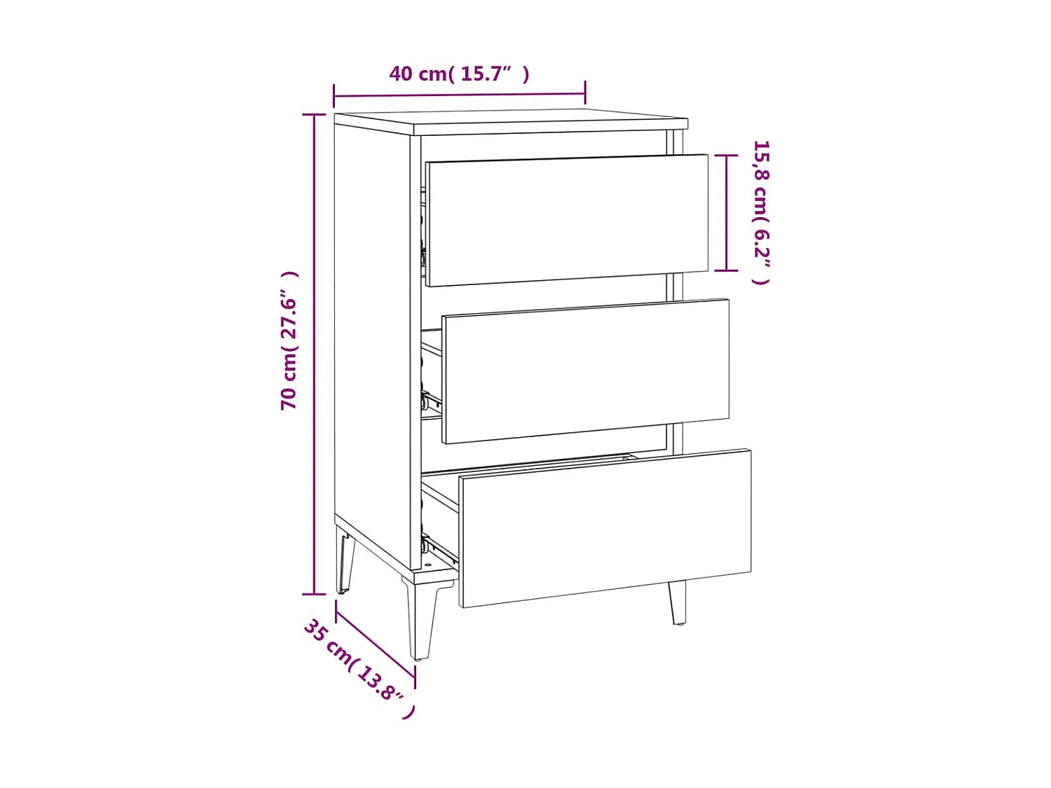Table de chevet chêne sonoma 40x35x70 bois d'ingénierie