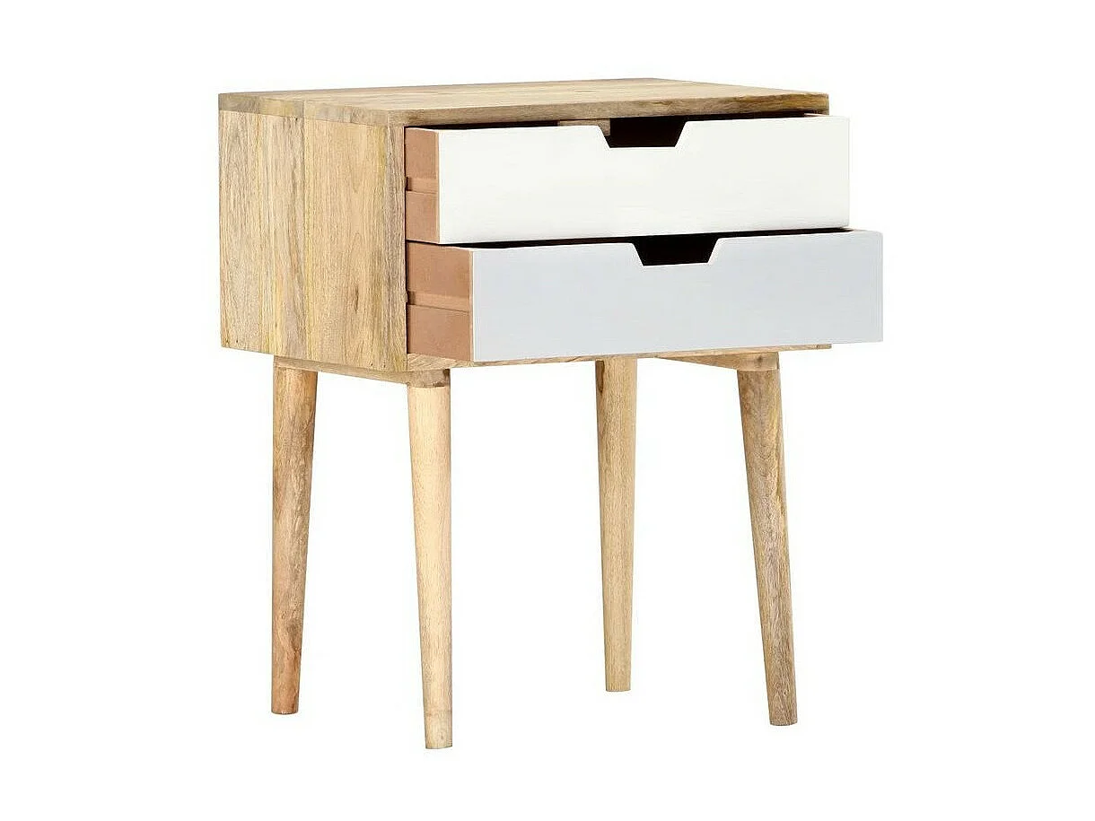 Table de chevet 2 tiroirs manguier massif clair Mbila