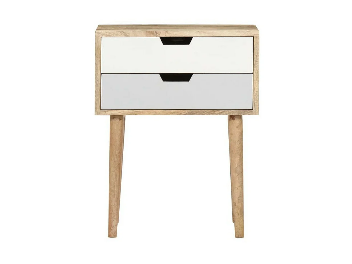 Table de chevet 2 tiroirs manguier massif clair Mbila