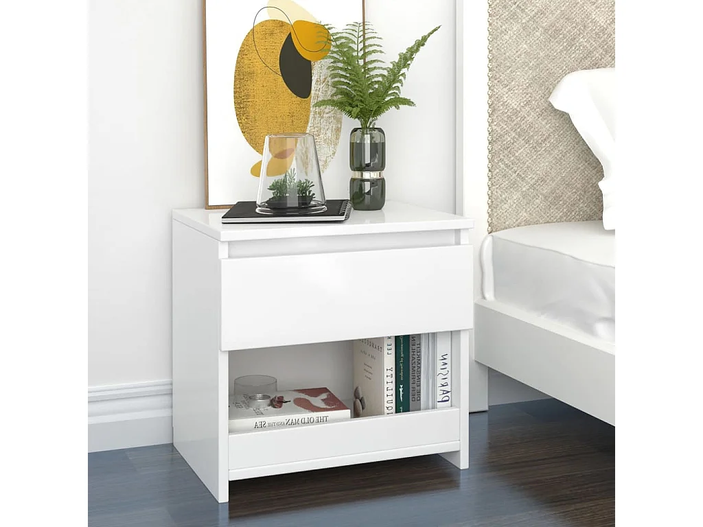 Tables de chevet 2 pcs Blanc brillant 40x30x39