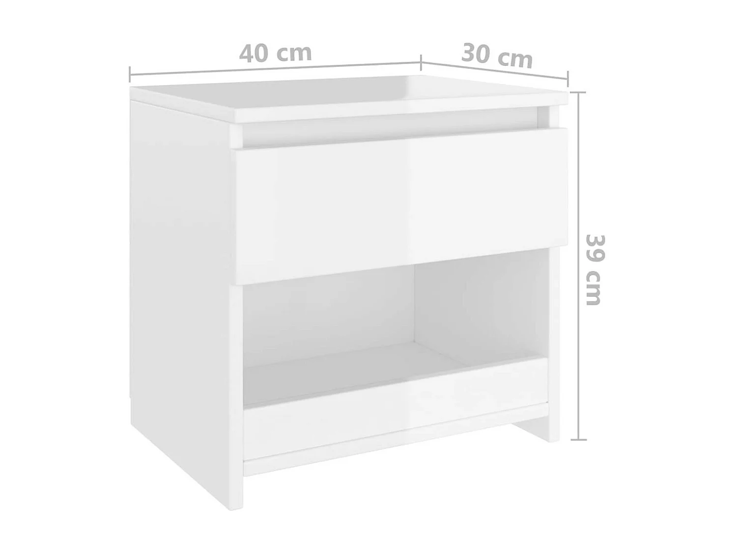 Tables de chevet 2 pcs Blanc brillant 40x30x39
