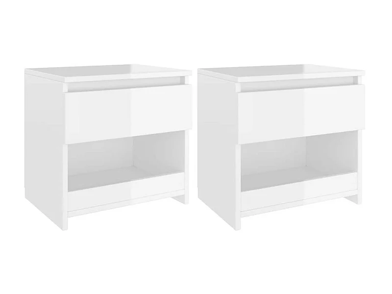 Tables de chevet 2 pcs Blanc brillant 40x30x39