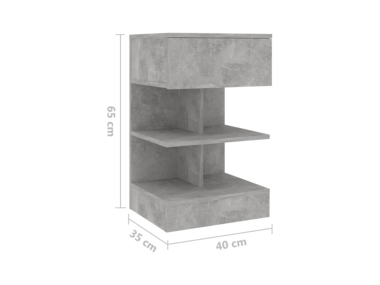 Table de chevet Gris béton 40x35x65