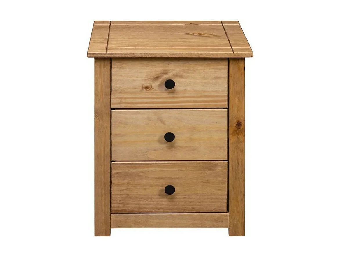 Table de chevet 3 tiroirs pin massif foncé Daryl