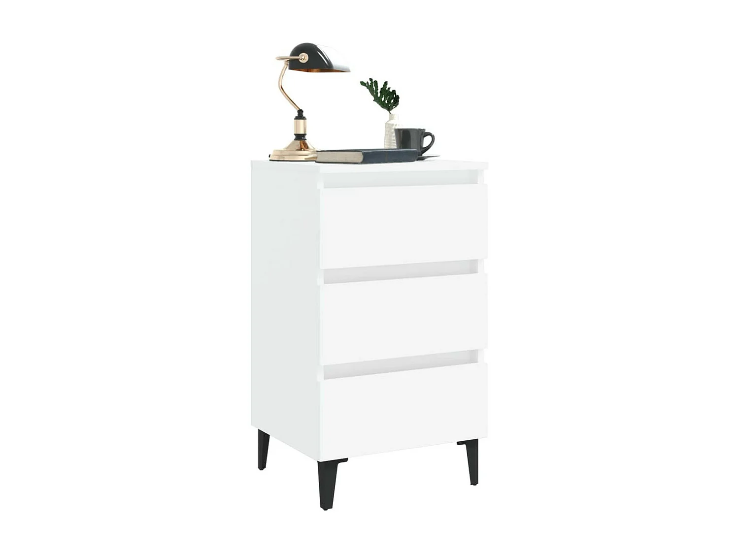 Table de chevet avec pieds en métal Blanc 40x35x69