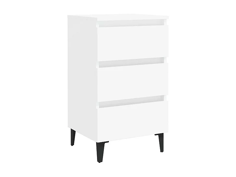 Table de chevet avec pieds en métal Blanc 40x35x69