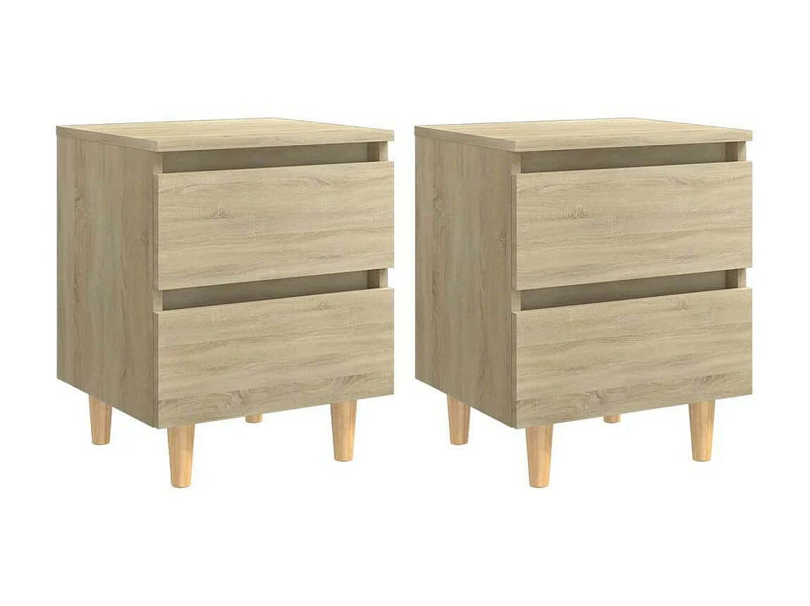Tables de chevet pieds en pin 2 pcs Chêne sonoma 40x35x50